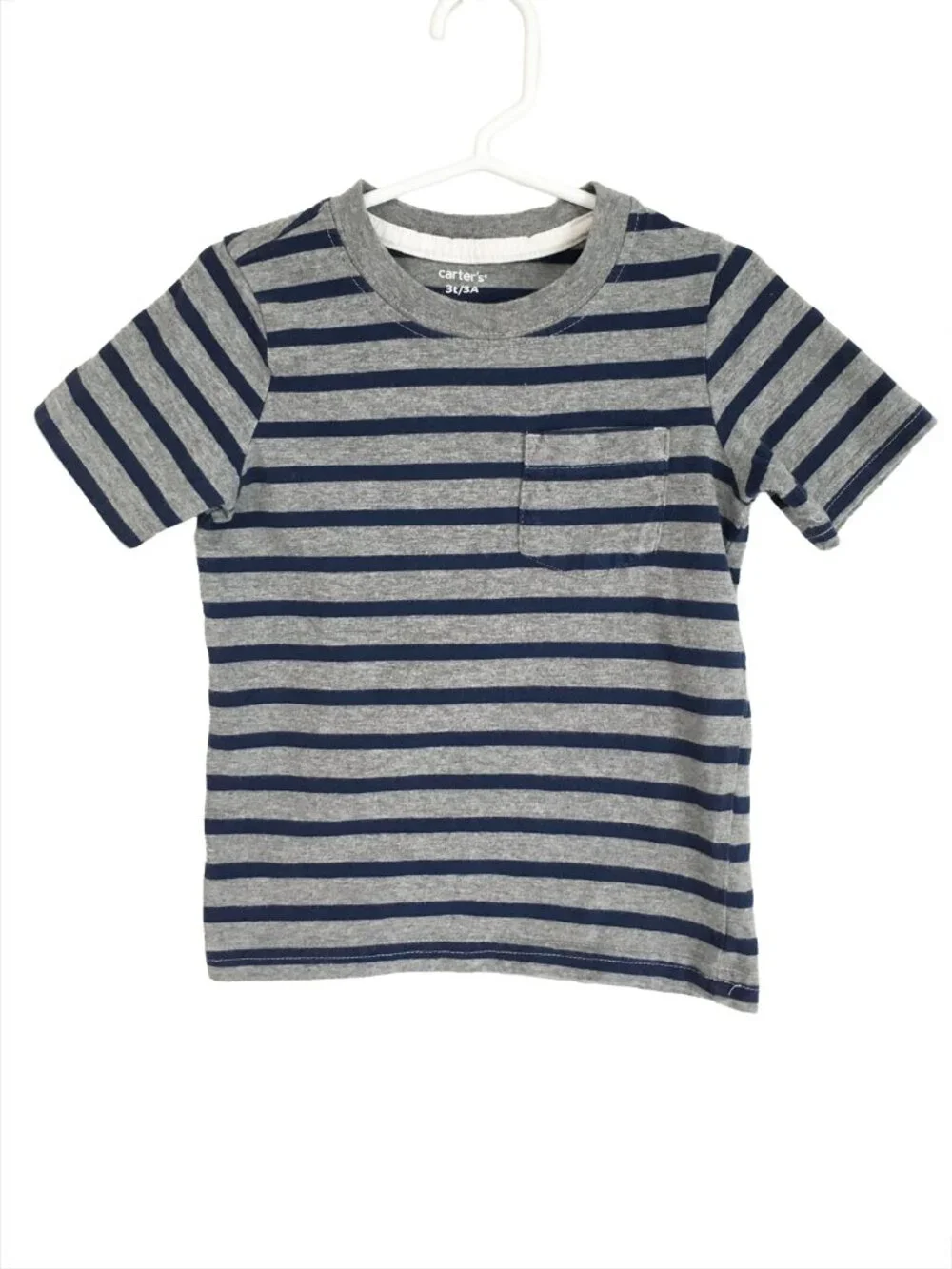 Carters Boy's Gray & Navy Striped T-Shirt Size 3T